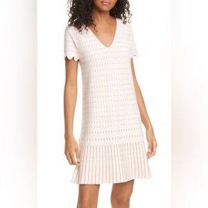 Ted Baker London Pink Maciiey Gold Stitch Detail Scallop Knit Dress Size 2 = 4/6